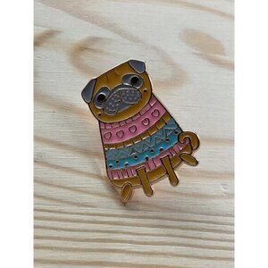 Pug Enamel Pin With Pink Teal Sweater Cute Dog Lapel Pin Accessories